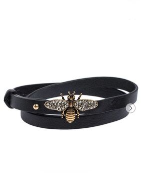 Authentic Christian Dior Crystal Bee Leather Wrap Bracelet | Like New